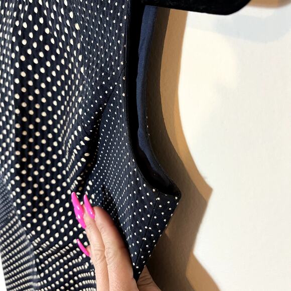 Banana Republic Dress Sheath Polka Dot 0 Navy Blue White Business Casual - Picture 10 of 15